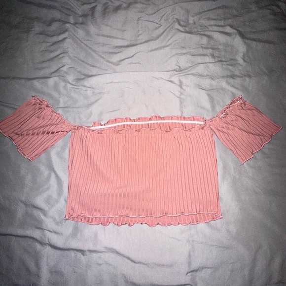 Pink Off-Shoulder Ribbed Top - Picture 2 of 2